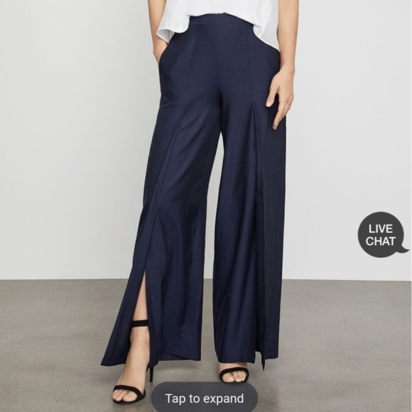 Express Pants - Express Satin Palazzo Pants with Side Slits